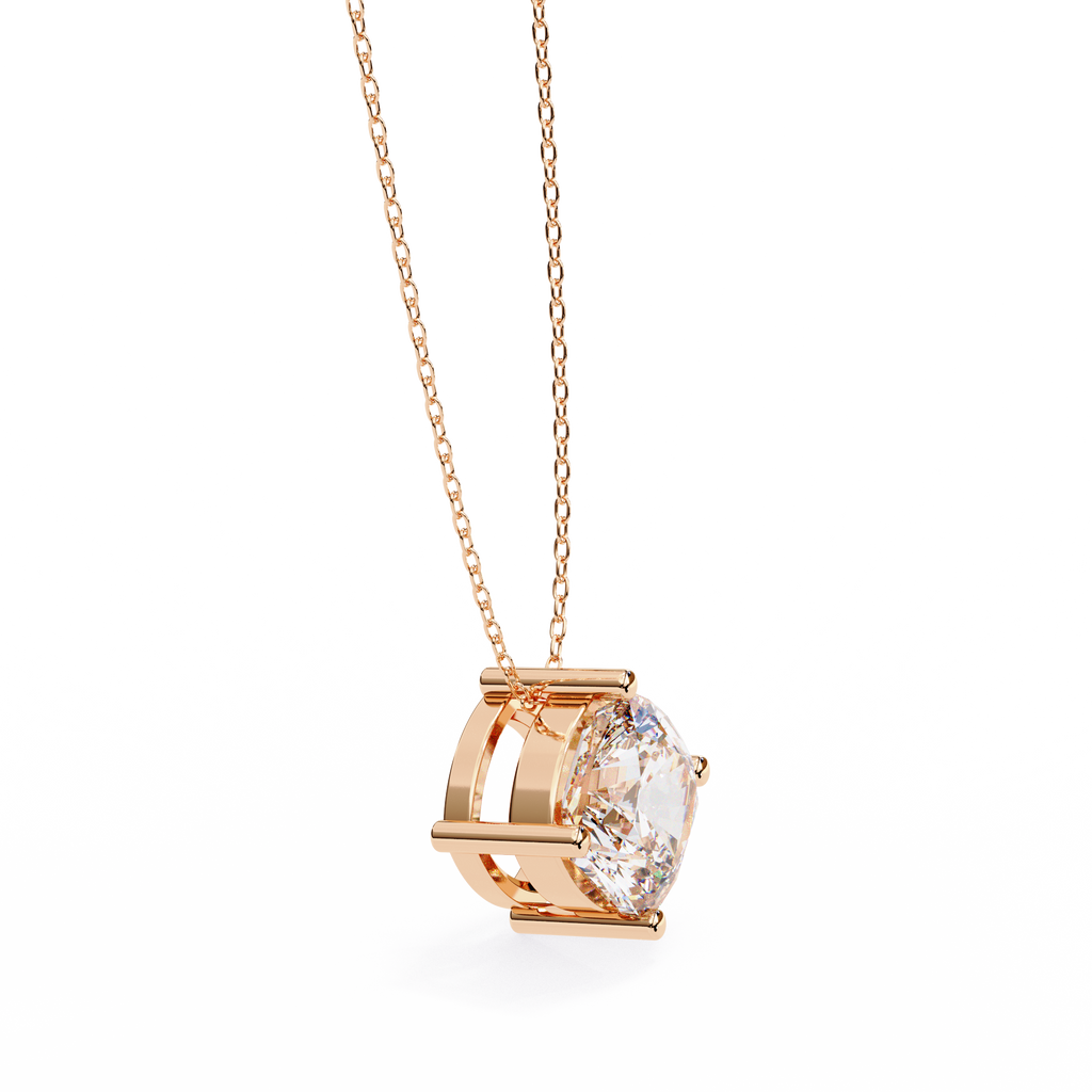 Rose Gold Cushion Cut Diamond Floating Solitaire Pendant