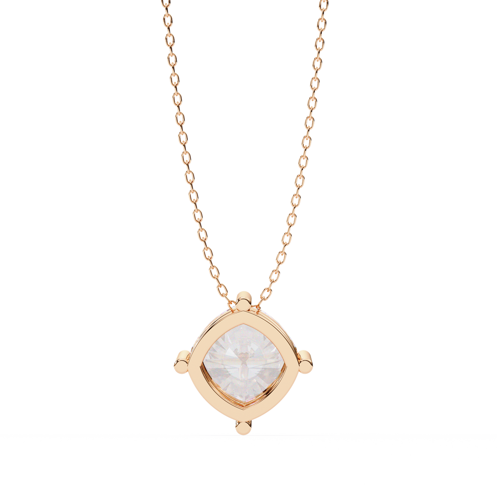 Rose Gold Cushion Cut Diamond Floating Solitaire Pendant