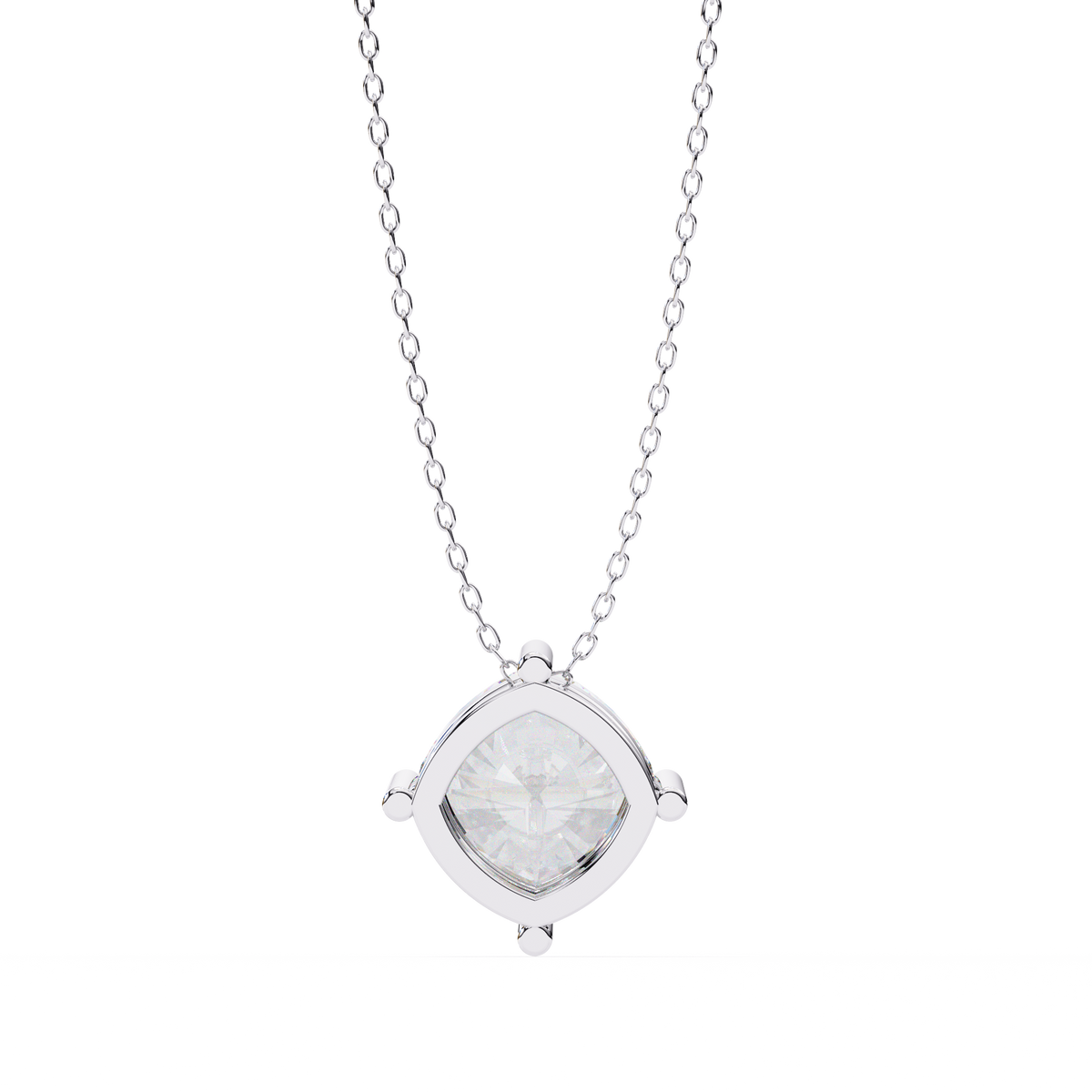 White Gold Kite-Set Cushion Cut Diamond Pendant