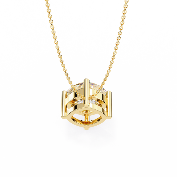 Gold Cushion Cut Diamond Floating Solitaire Pendant