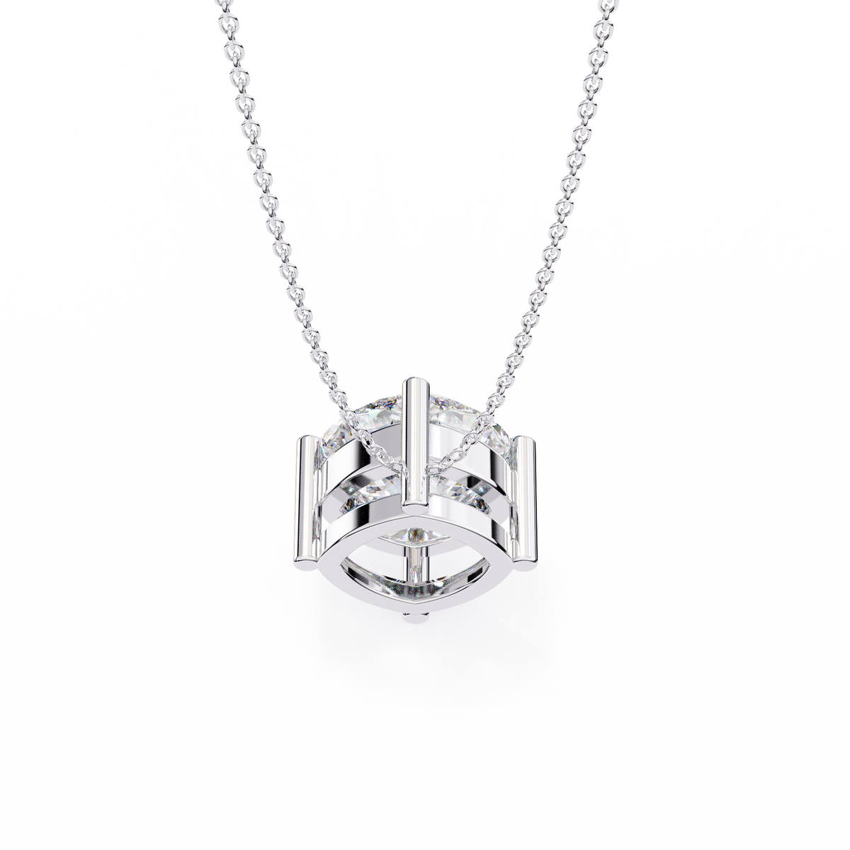 White Gold Kite-Set Cushion Cut Diamond Pendant