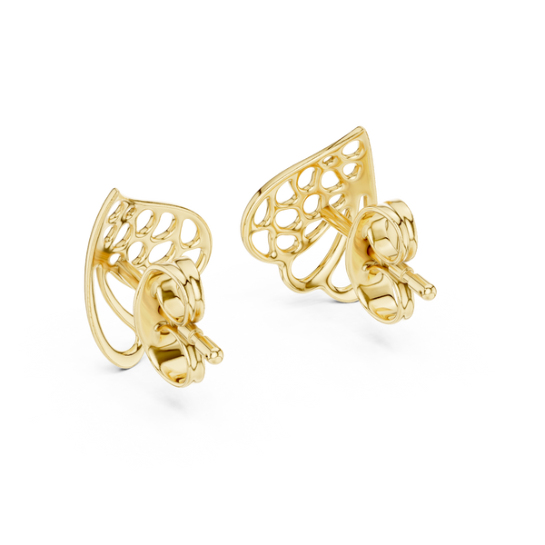 Foglia Openwork Leaf Gold Stud Earring