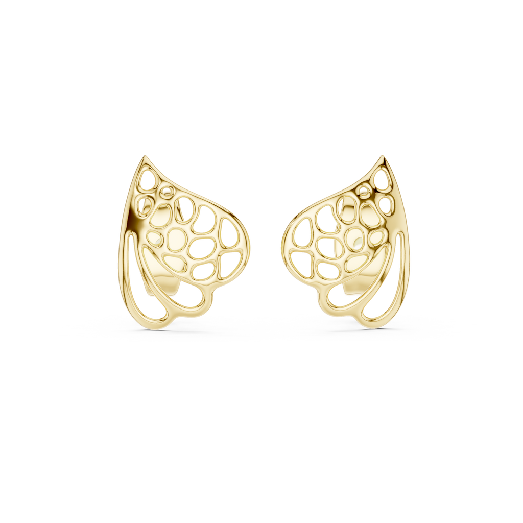 Foglia Openwork Leaf Gold Stud Earring