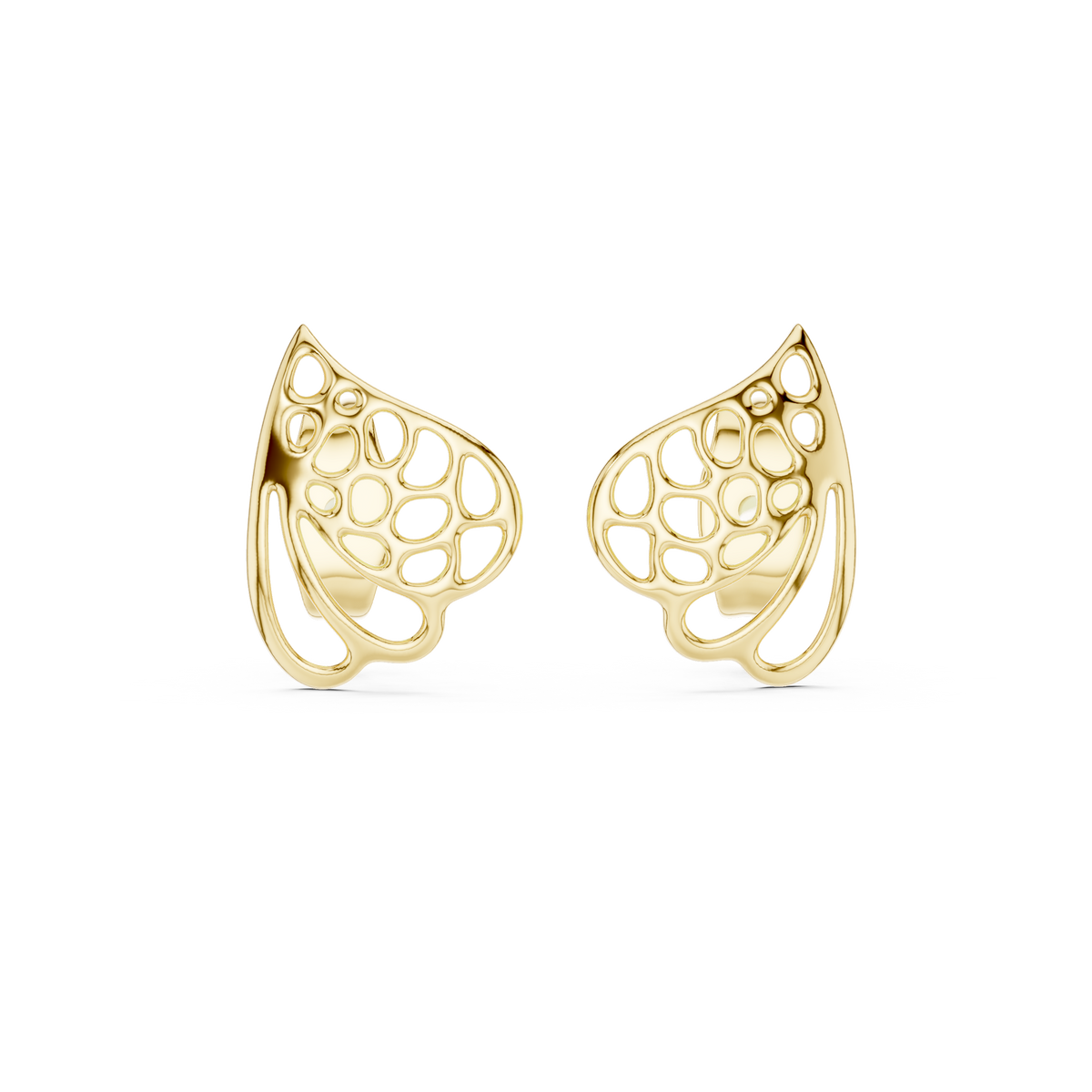 Foglia Openwork Leaf Gold Stud Earring