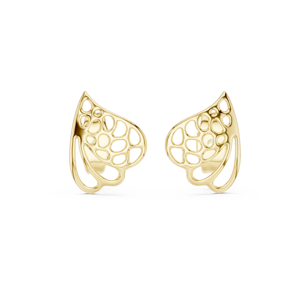 Foglia Openwork Leaf Gold Stud Earring
