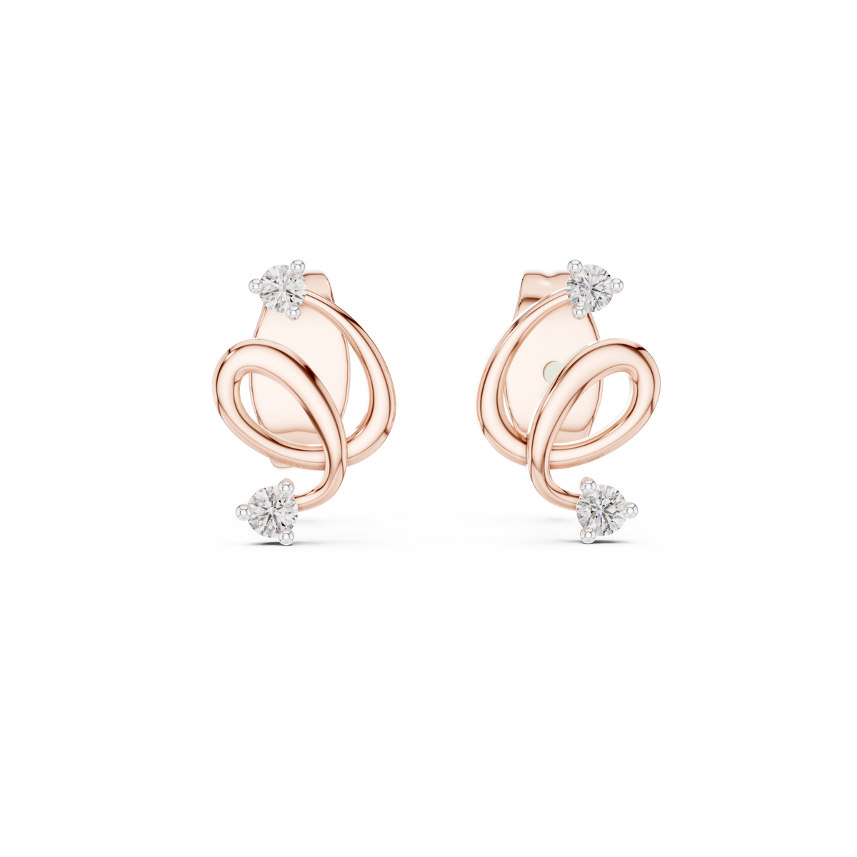 Twirl Spiral Diamond Stud Earring
