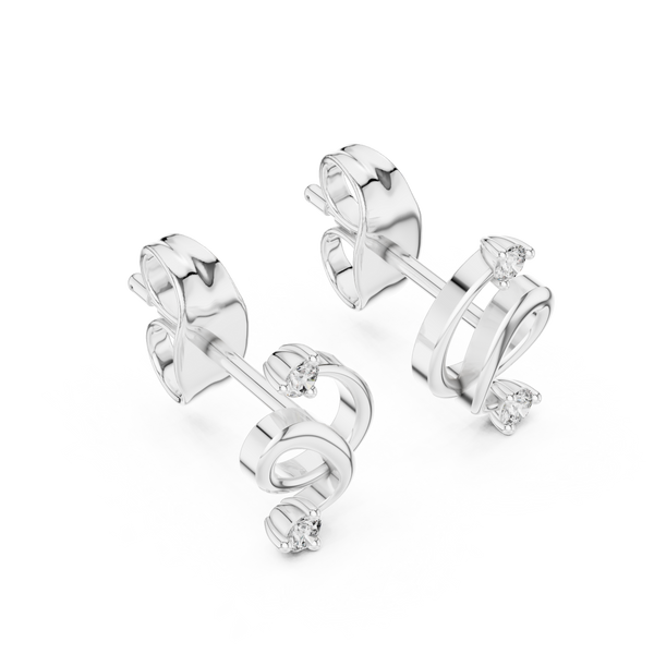 Twirl Spiral Diamond Stud Earring