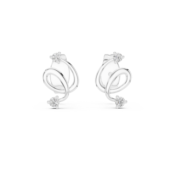 Twirl Spiral Diamond Stud Earring