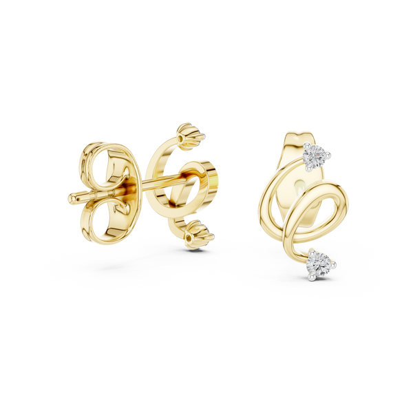 Twirl Spiral Diamond Stud Earring