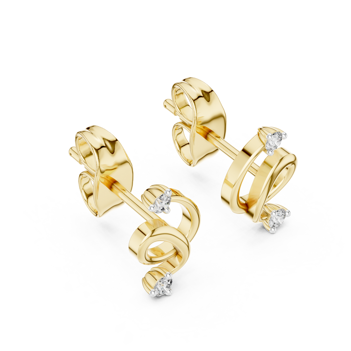 Twirl Spiral Diamond Stud Earring