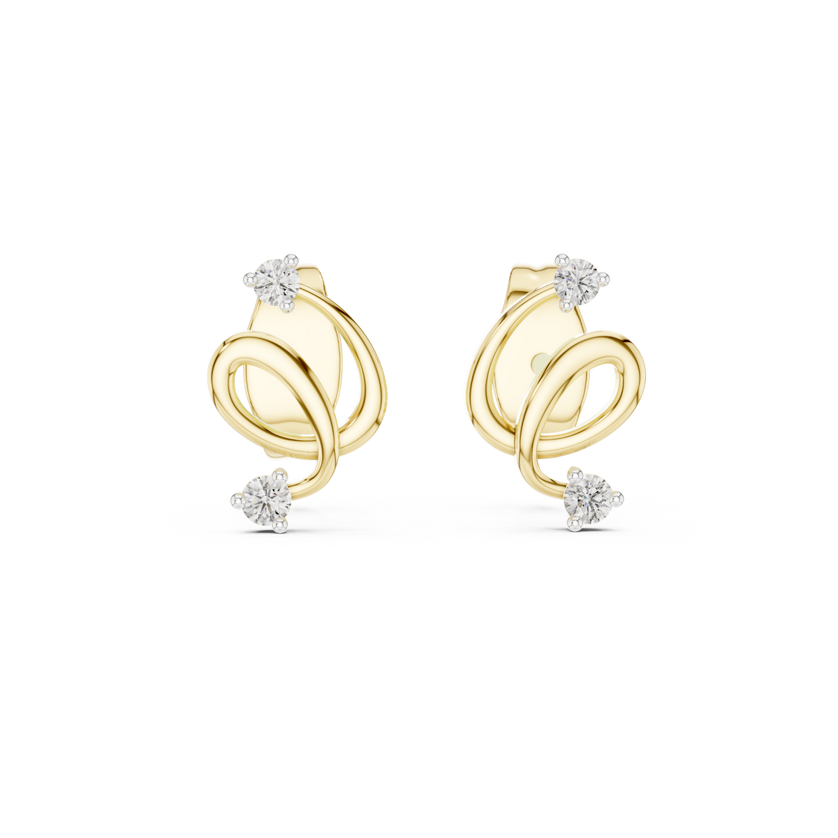 Twirl Spiral Diamond Stud Earring