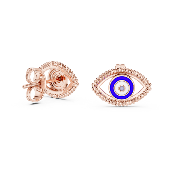 Nazar Evil Eye Enamel Gold Stud Earring