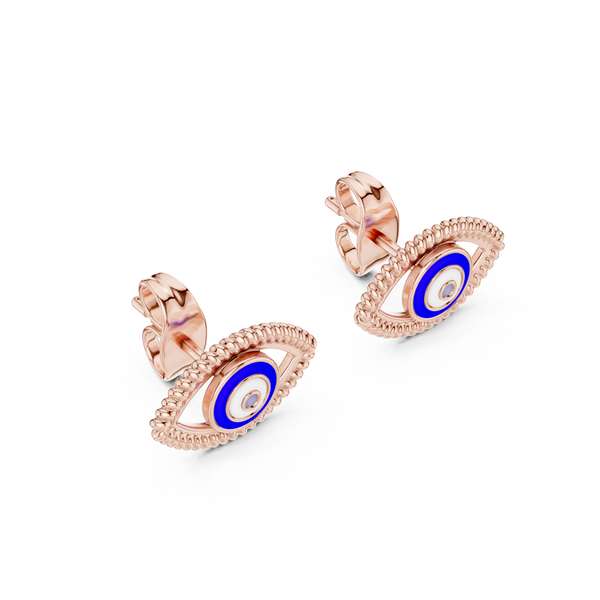 Nazar Evil Eye Enamel Gold Stud Earring