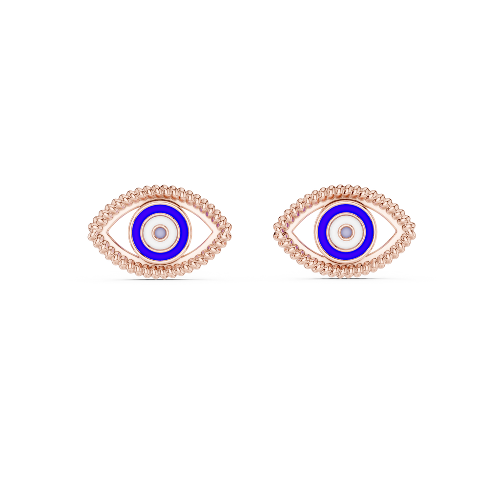 Nazar Evil Eye Enamel Gold Stud Earring