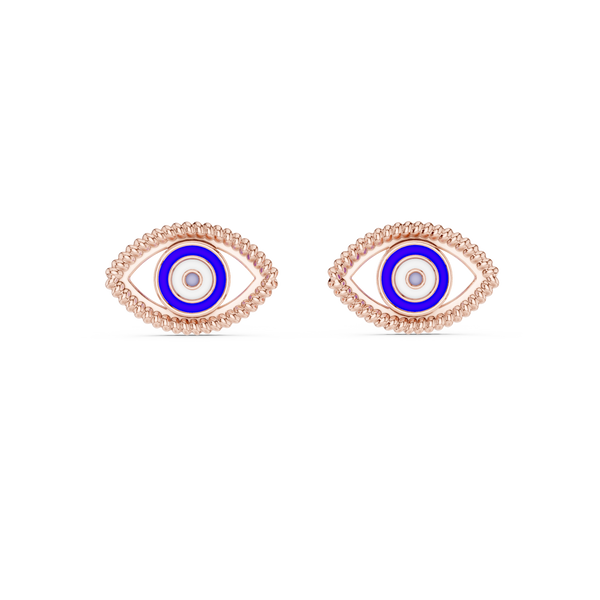 Nazar Evil Eye Enamel Gold Stud Earring