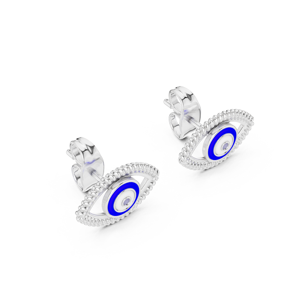Nazar Evil Eye Enamel Gold Stud Earring