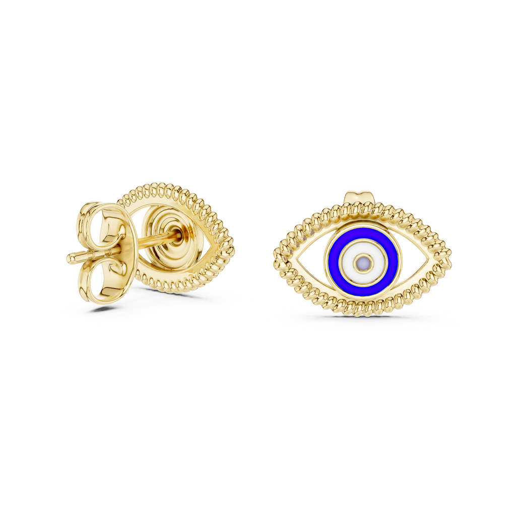 Nazar Evil Eye Enamel Gold Stud Earring