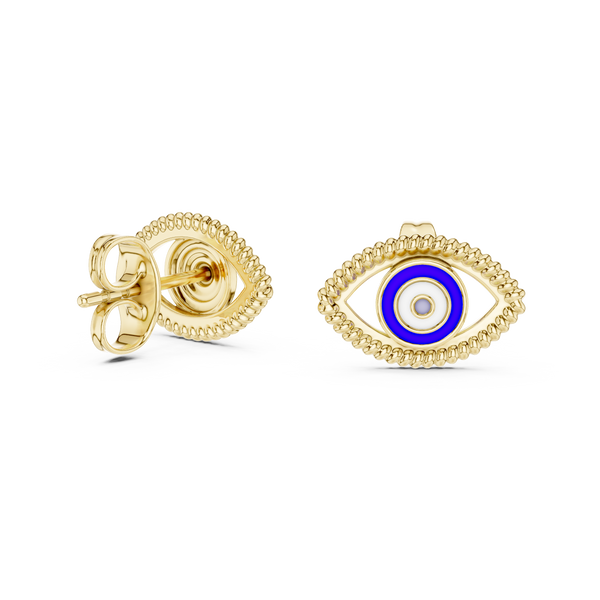 Nazar Evil Eye Enamel Gold Stud Earring