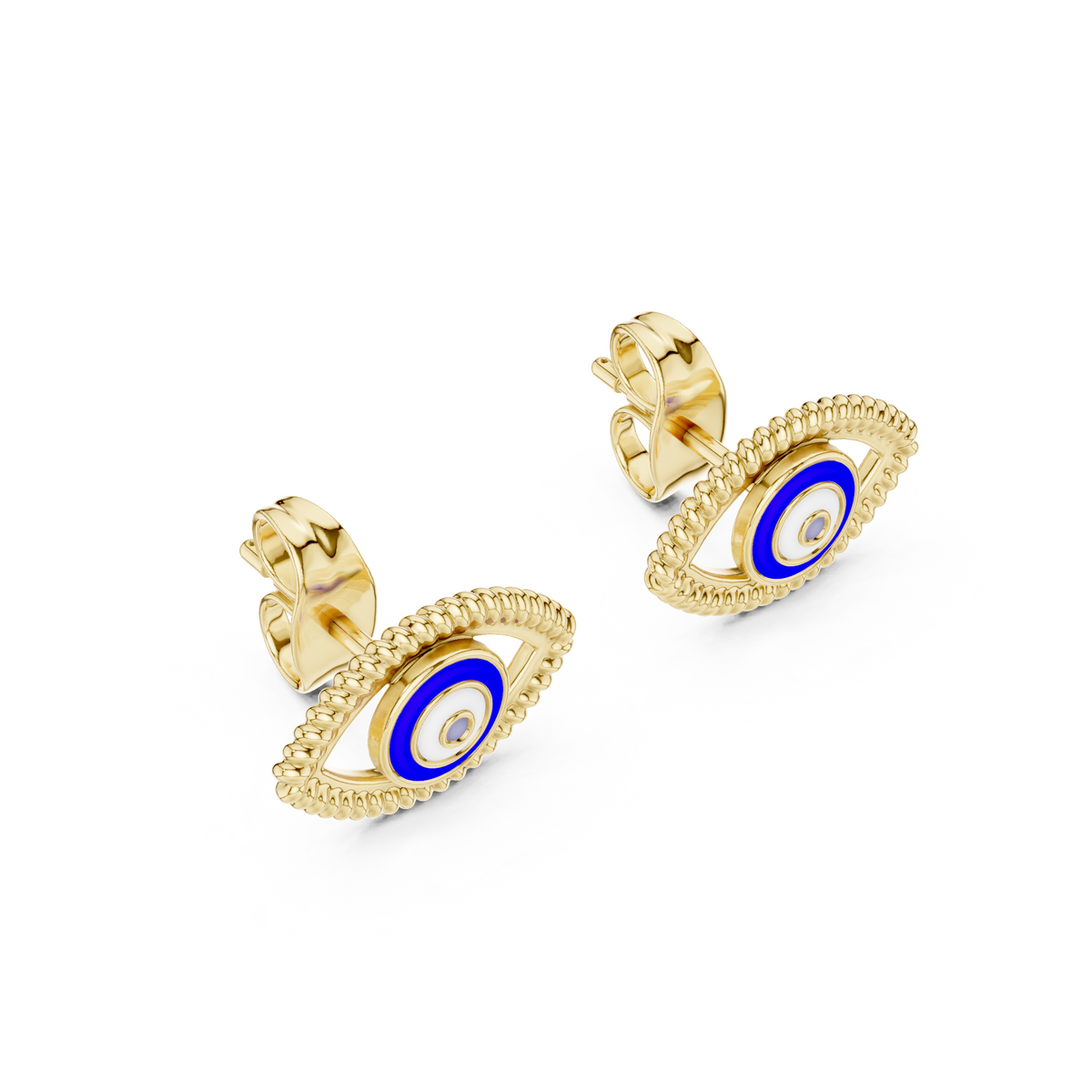 Nazar Evil Eye Enamel Gold Stud Earring