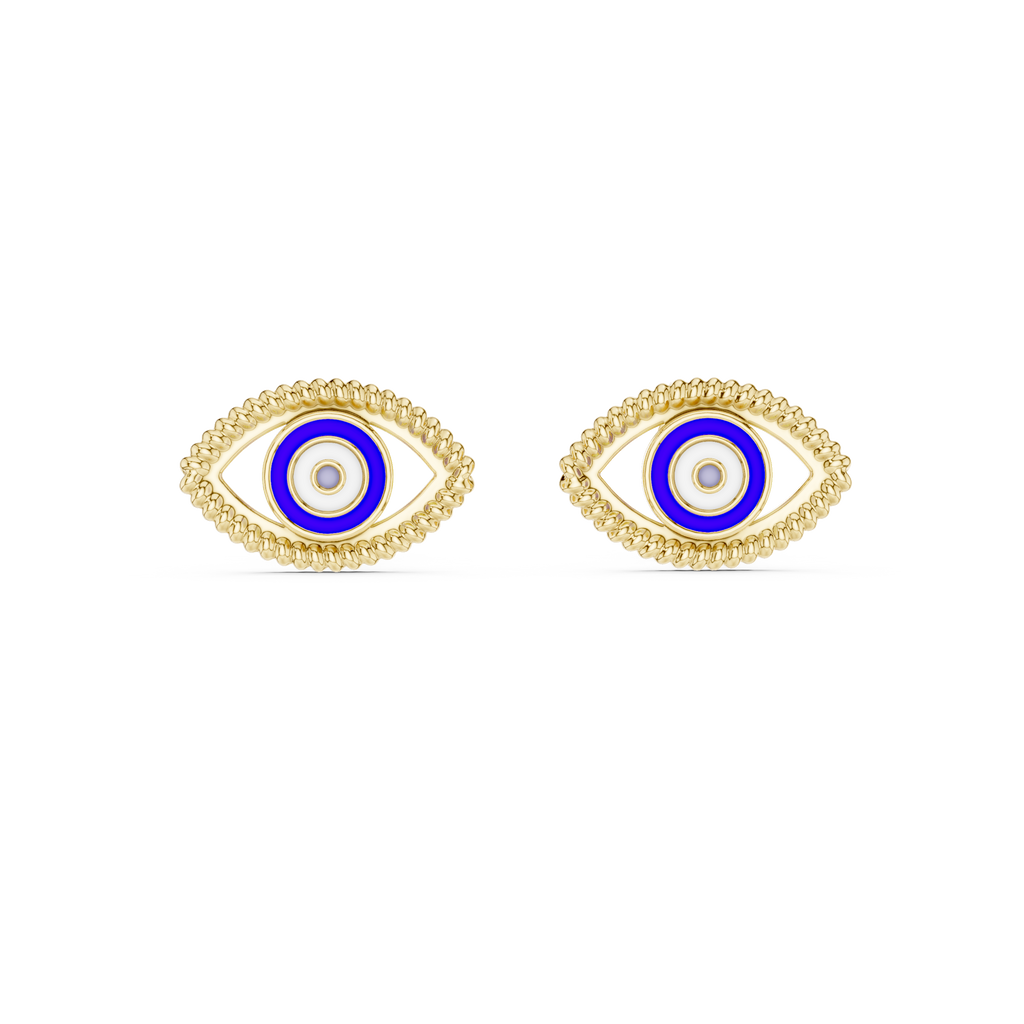 Nazar Evil Eye Enamel Gold Stud Earring