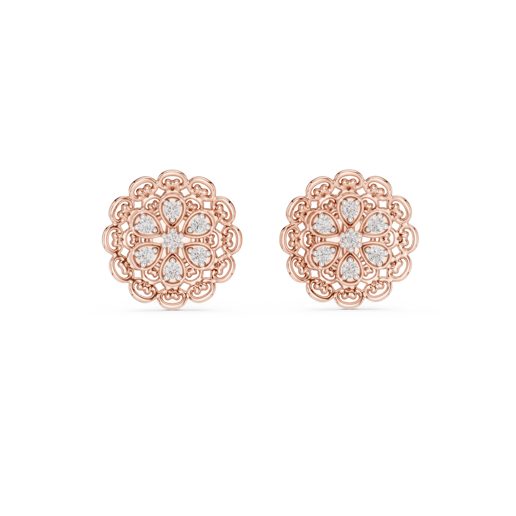 Belle Époque Lace Flower Diamond Stud Earring