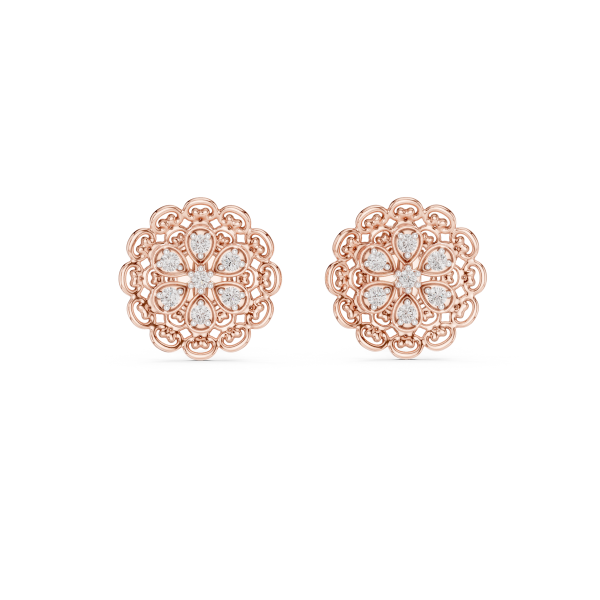 Belle Époque Lace Flower Diamond Stud Earring