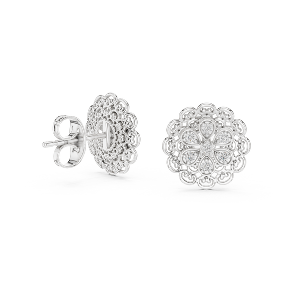 Belle Époque Lace Flower Diamond Stud Earring