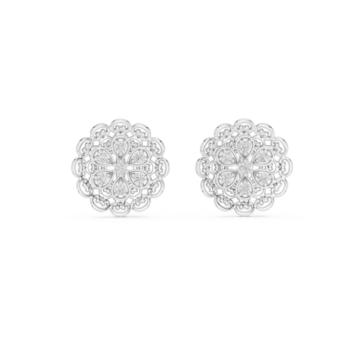 Belle Époque Lace Flower Diamond Stud Earring