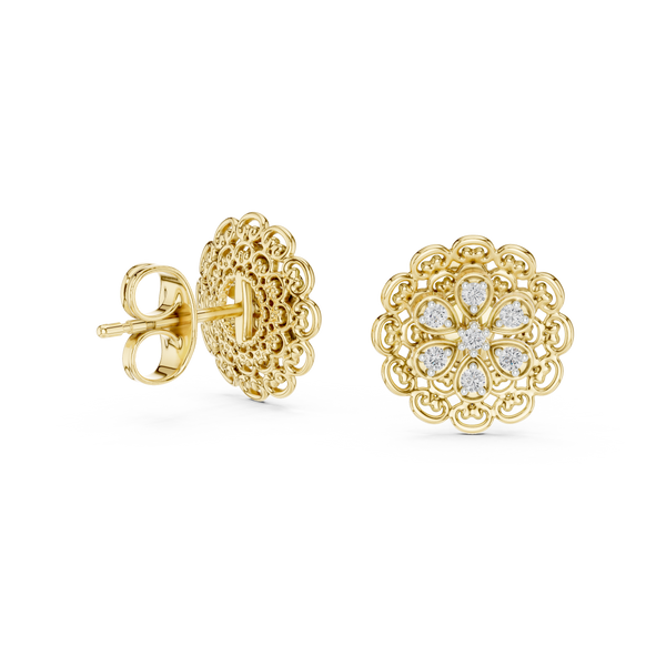 Belle Époque Lace Flower Diamond Stud Earring