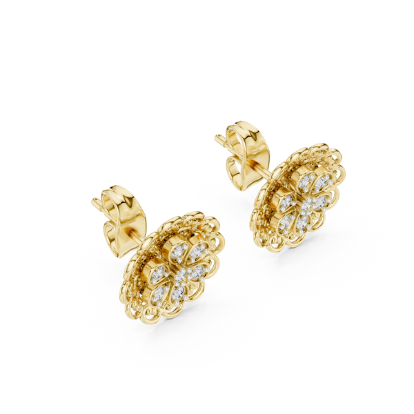 Belle Époque Lace Flower Diamond Stud Earring