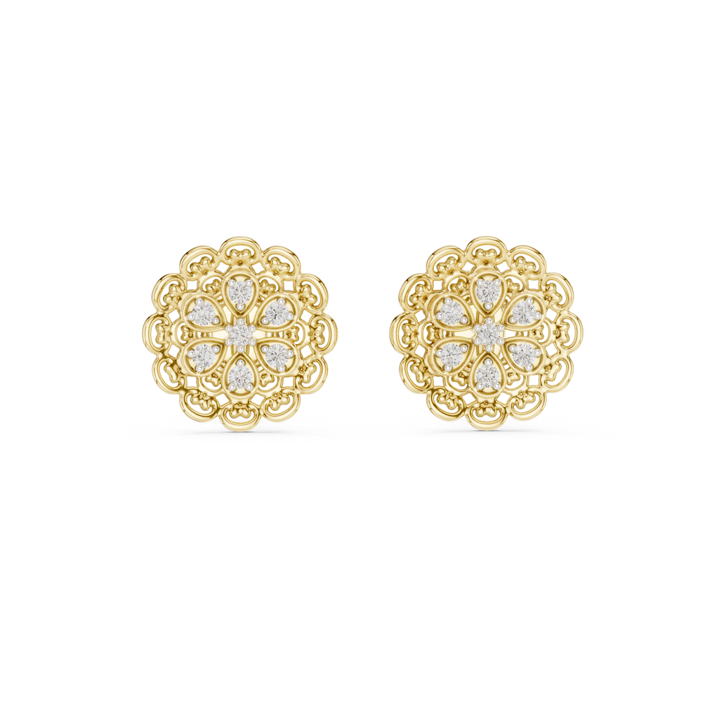 Belle Époque Lace Flower Diamond Stud Earring