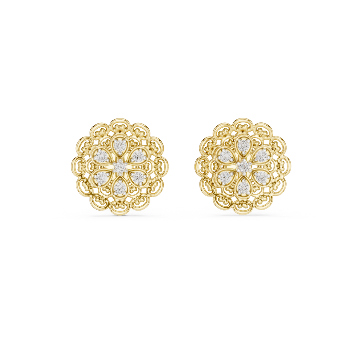 Belle Époque Lace Flower Diamond Stud Earring