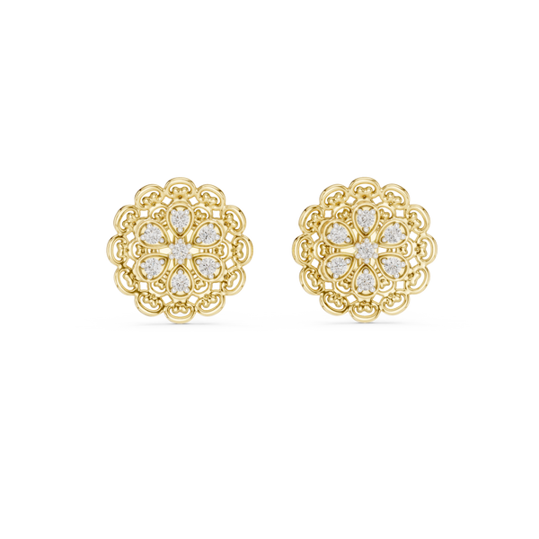 Belle Époque Lace Flower Diamond Stud Earring