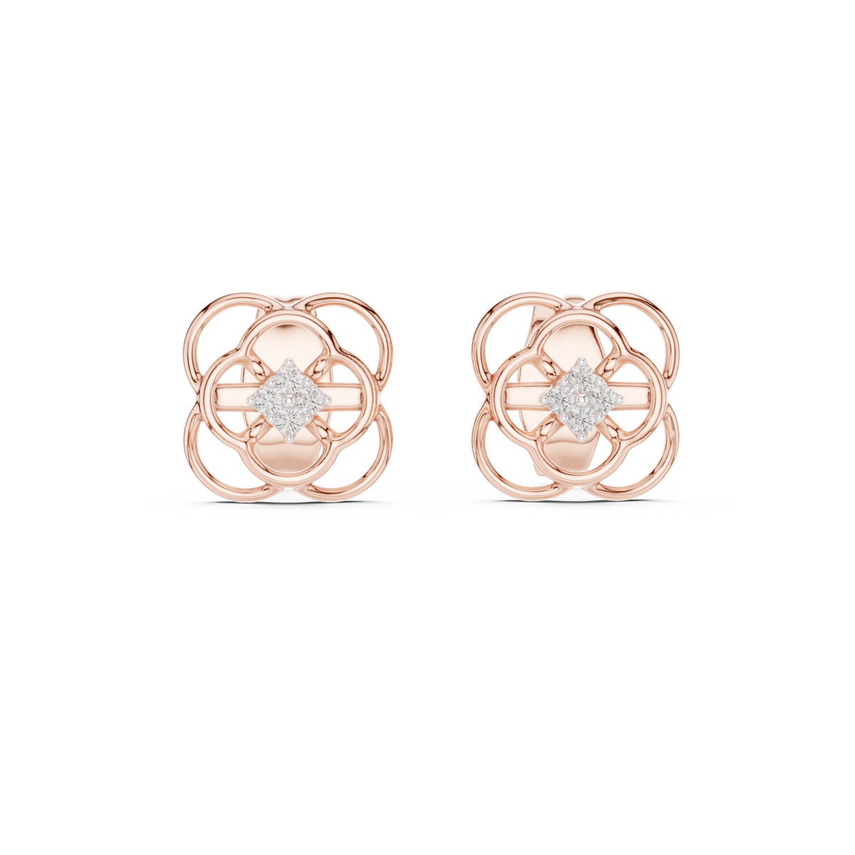 Trinity Clover Diamond Stud Earring