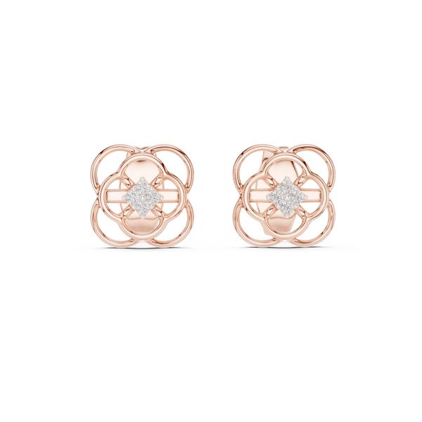 Trinity Clover Diamond Stud Earring