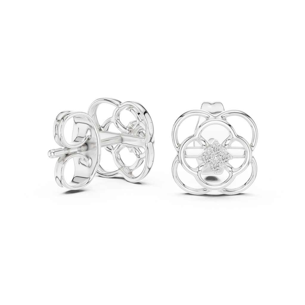 Trinity Clover Diamond Stud Earring