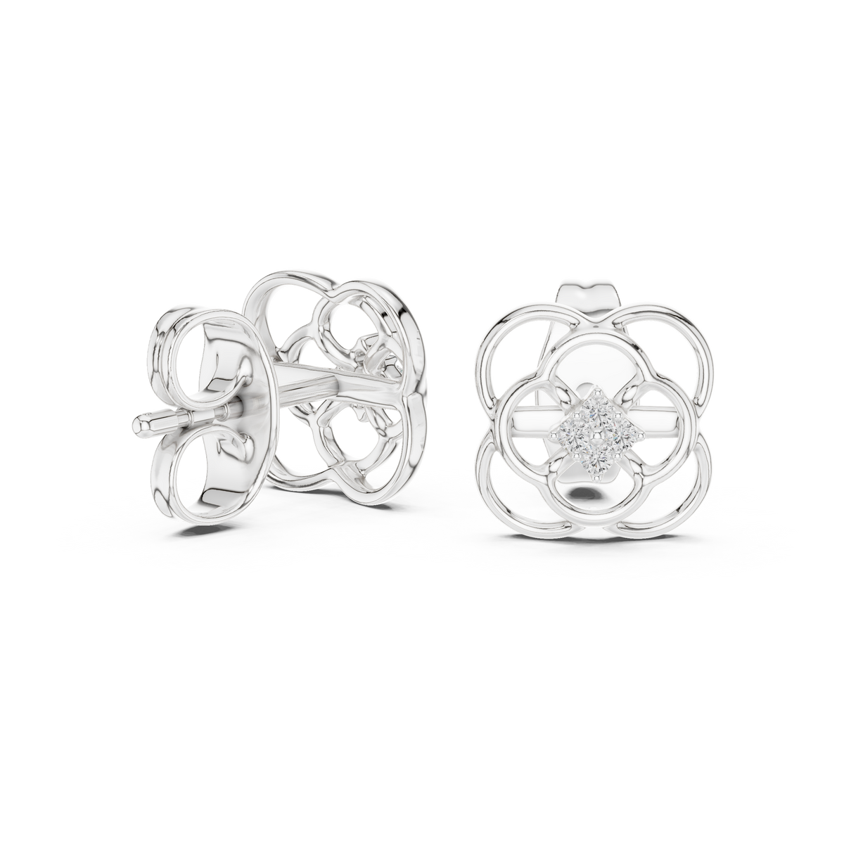Trinity Clover Diamond Stud Earring