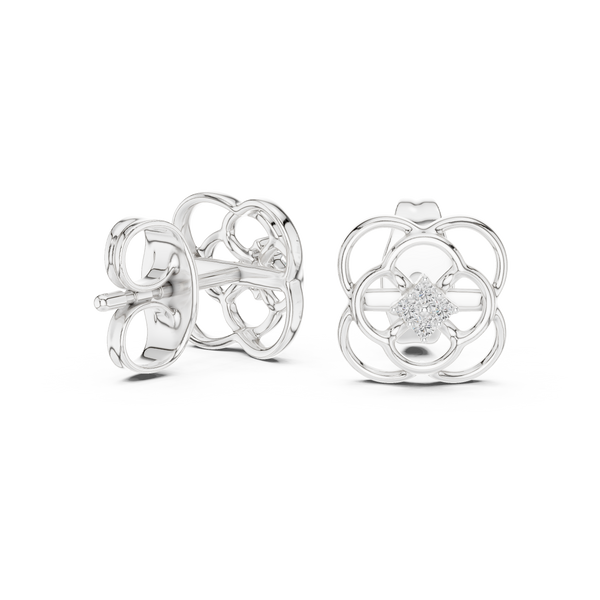 Trinity Clover Diamond Stud Earring