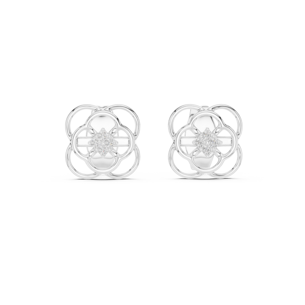 Trinity Clover Diamond Stud Earring