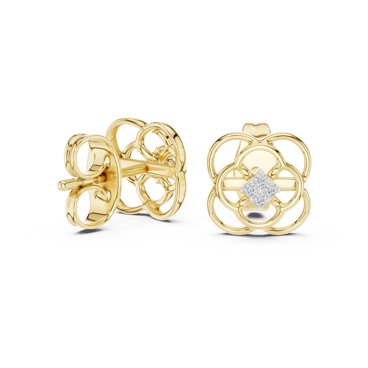 Trinity Clover Diamond Stud Earring