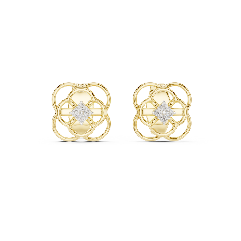 Trinity Clover Diamond Stud Earring