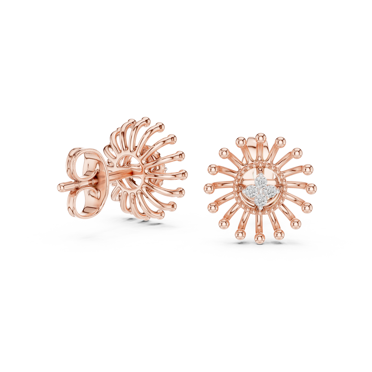 Solara Sunburst Diamond Stud Earring