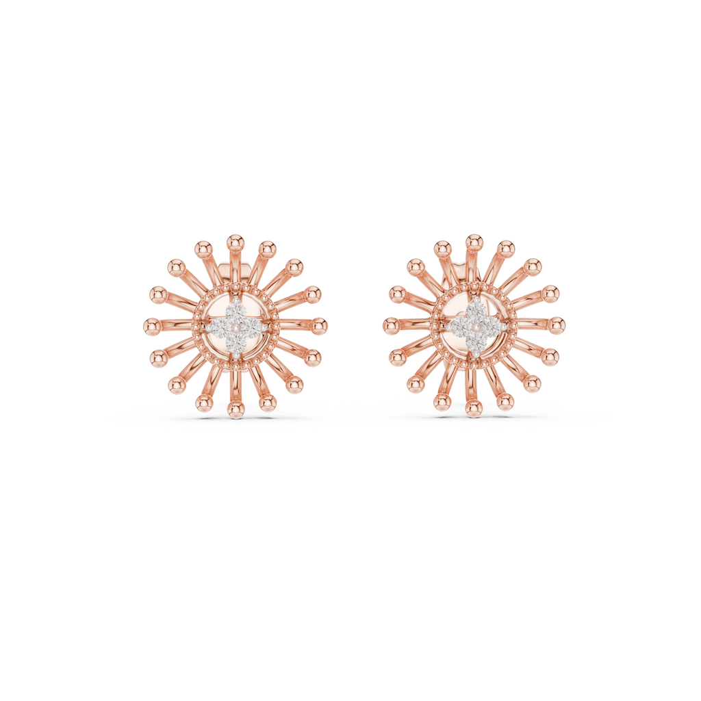 Solara Sunburst Diamond Stud Earring
