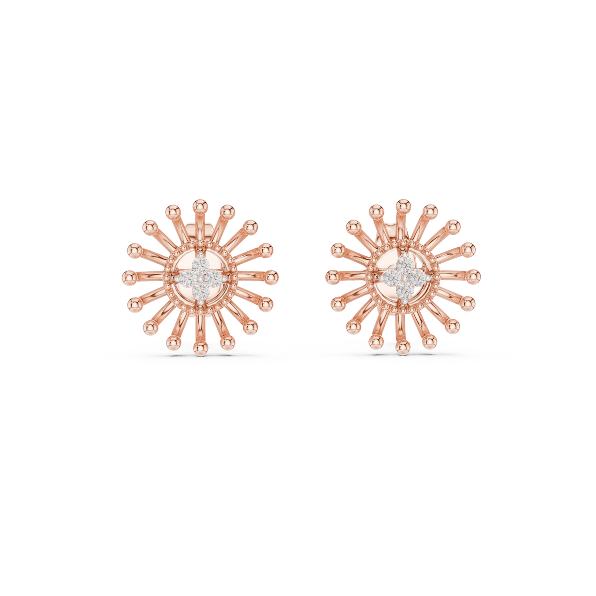 Solara Sunburst Diamond Stud Earring
