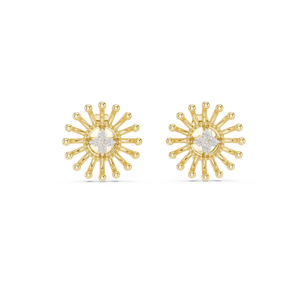 Solara Sunburst Diamond Stud Earring