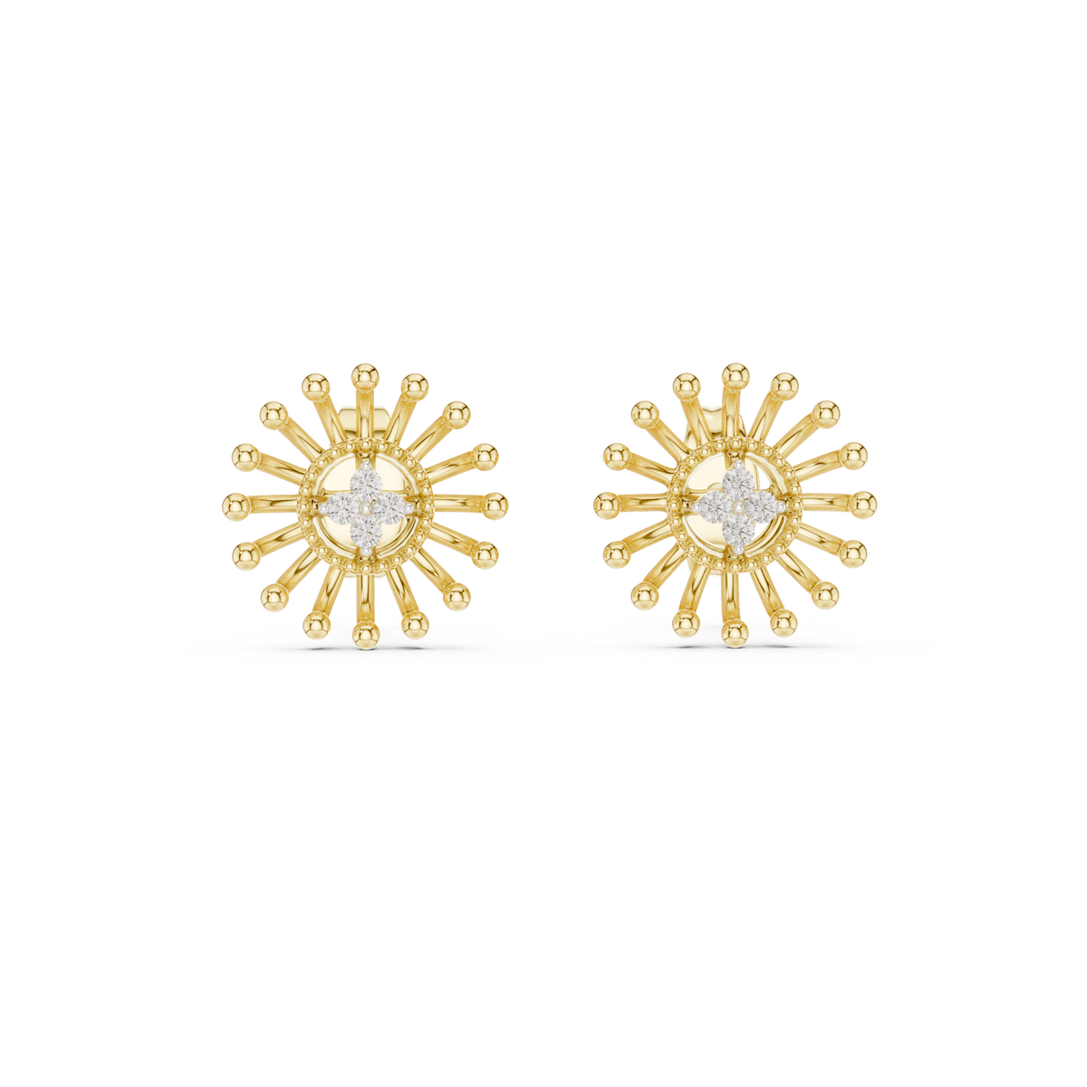 Solara Sunburst Diamond Stud Earring
