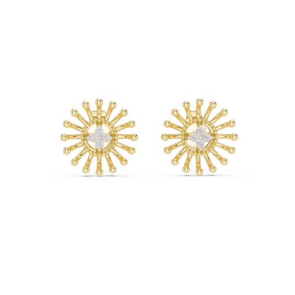 Solara Sunburst Diamond Stud Earring