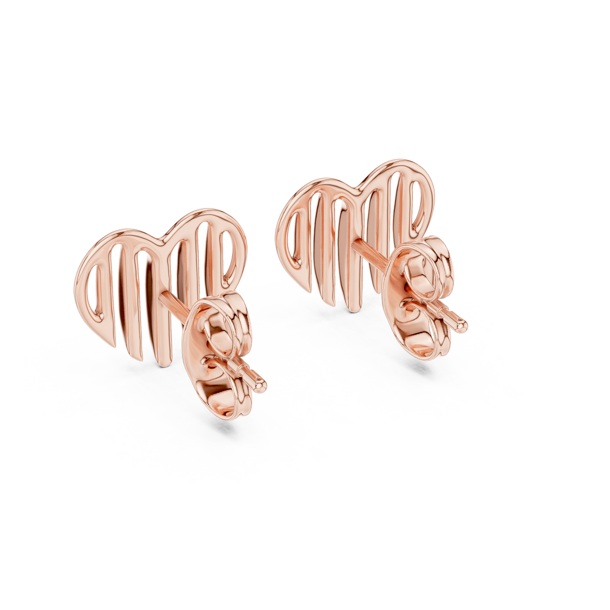 Linea Ribbed Heart Gold Stud Earring