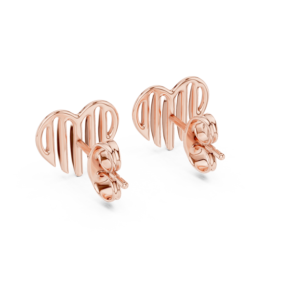 Linea Ribbed Heart Gold Stud Earring