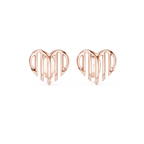 Linea Ribbed Heart Gold Stud Earring